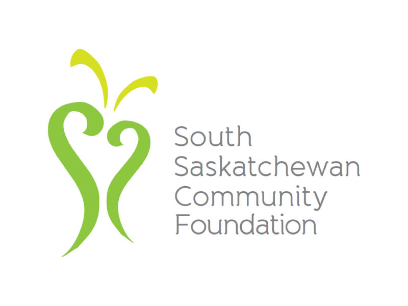 The logo for the south saskatchewan community foundation is green and yellow.