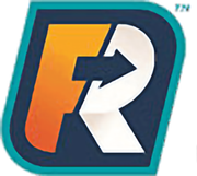 A logo with the letter r and an arrow pointing to the right