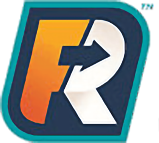 A logo with the letter r and an arrow pointing to the right