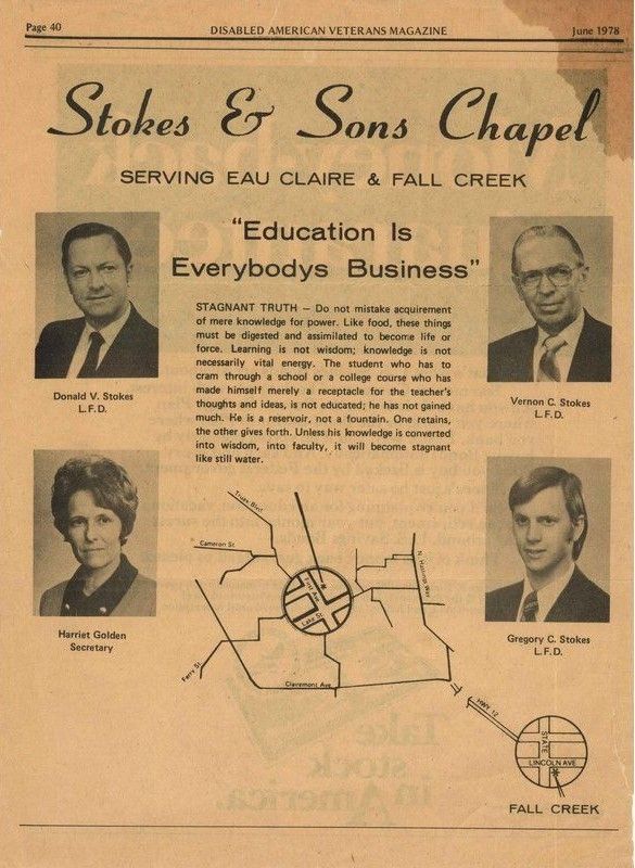 A newspaper article about stokes & sons chapel