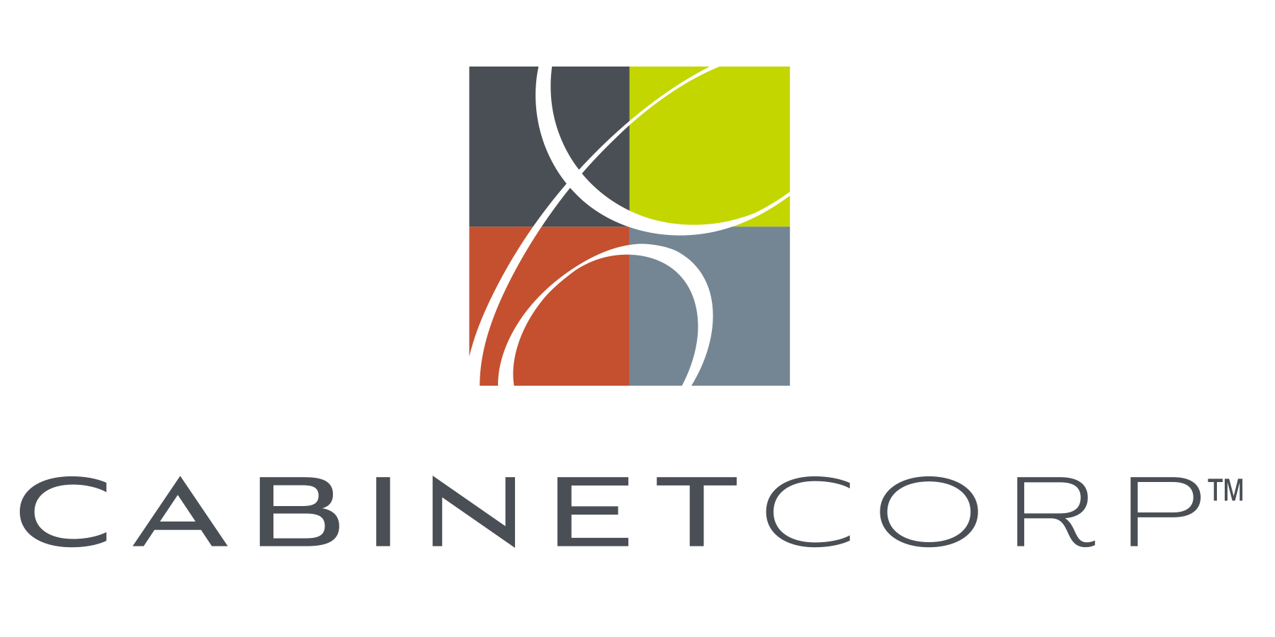 Logo for CabinetCorp: square with four colored quadrants, curved lines, company name below.