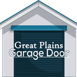 Garage door with the logo "Great Plains Garage Door".