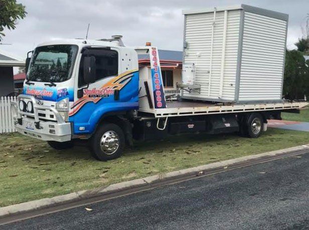 Container On A Tow Truck — Southern Cross Tilt Trays in Andergrove, QLD