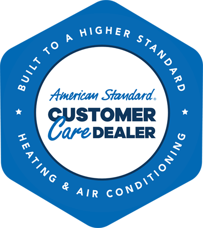A logo for an american standard customer care dealer