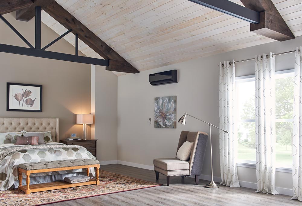 mini-split heating provides a comfortable atmosphere in your bedroom for better sleep