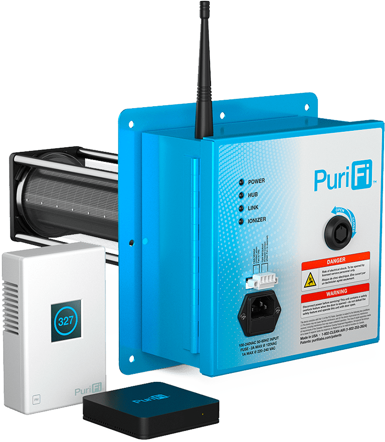 PuriFi works with your central HVAC fan to purify the air and surfaces in your entire home