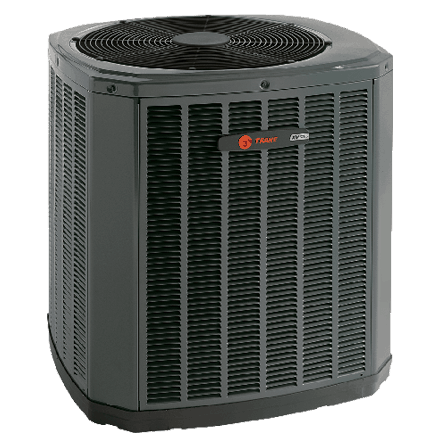 A trane air conditioner is shown on a white background