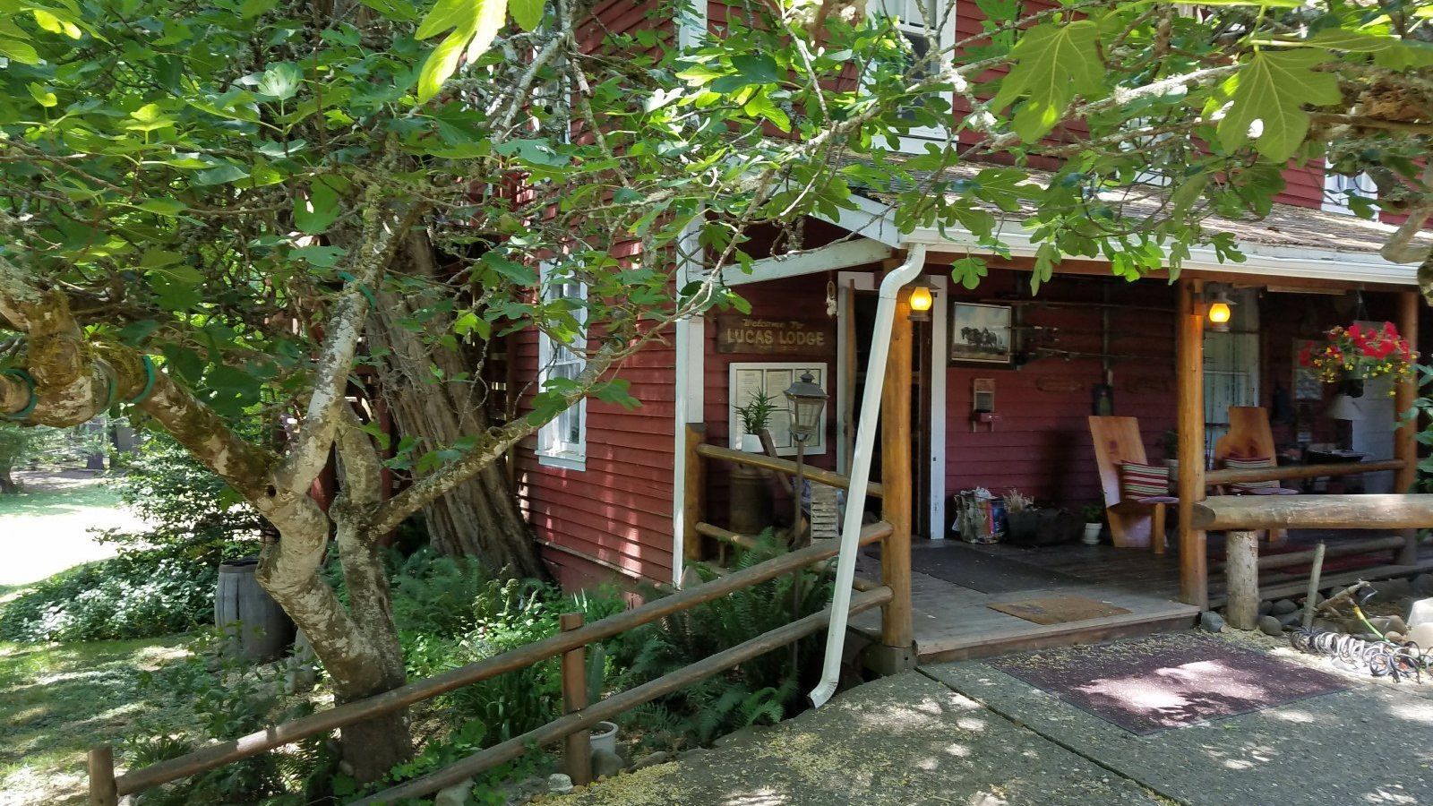 exterior of the Lucas Lodge showing the front porch area
