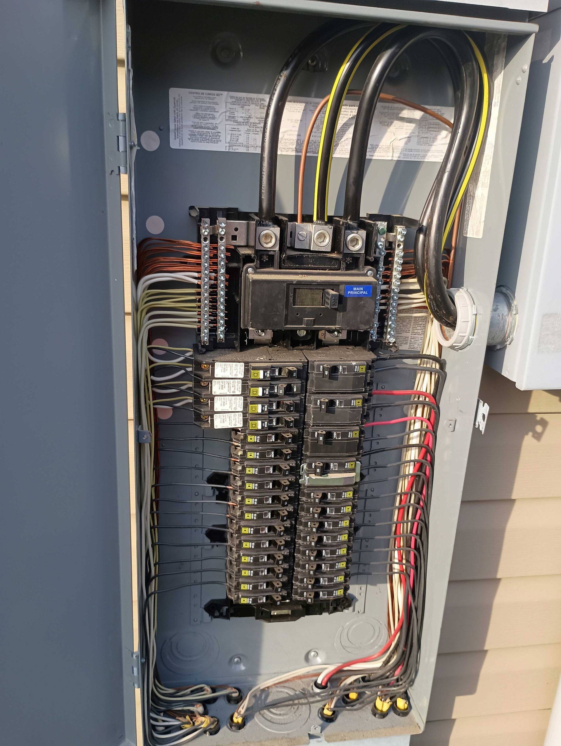 Close Up Of A Electrical Box With A Lot Of Wires — Knoxville, TN — DABZ CO LLC Electrical & Building Contractors