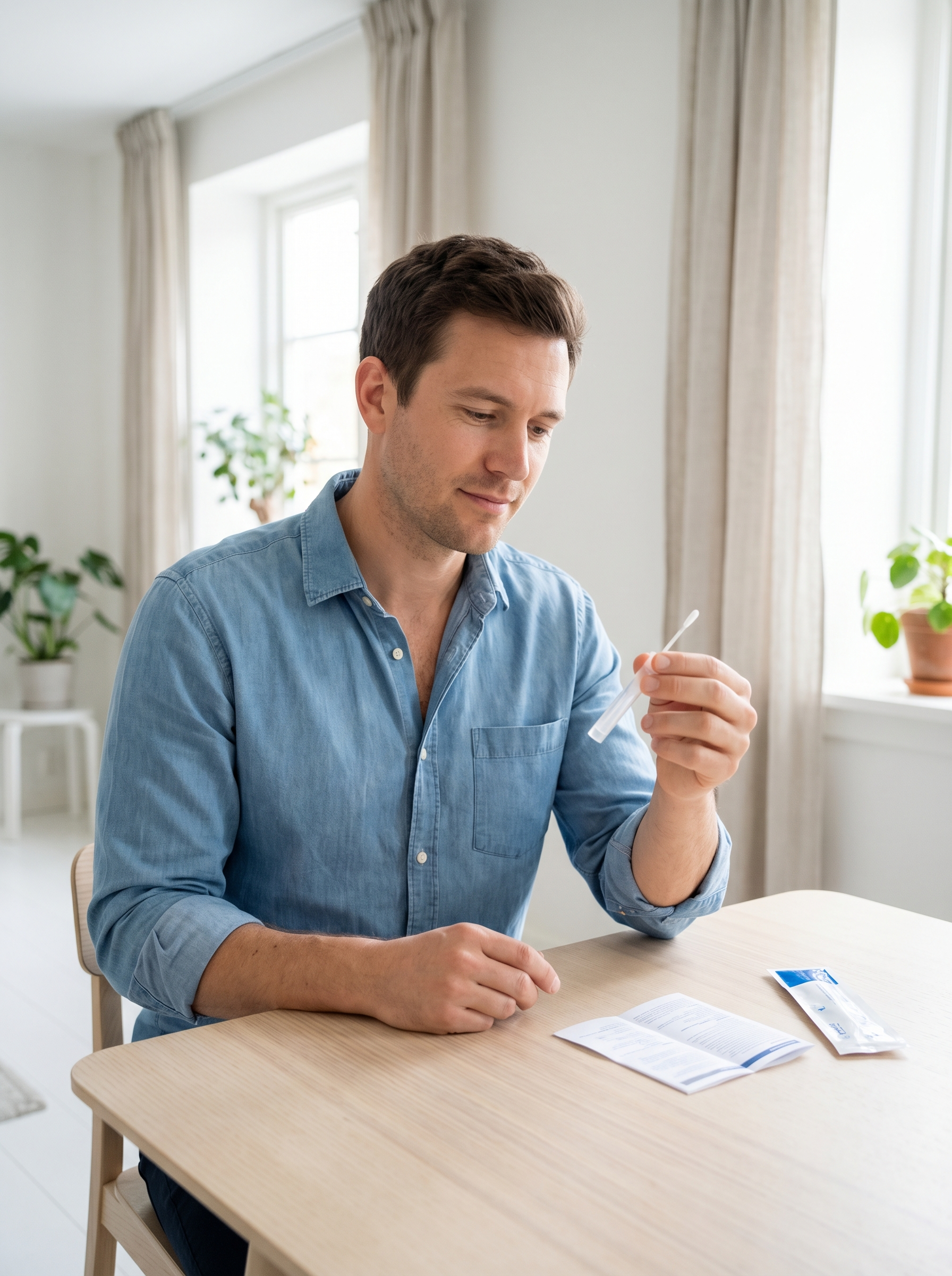 Pregnant person seated at a table, writing in a notebook, with baby clothes nearby.