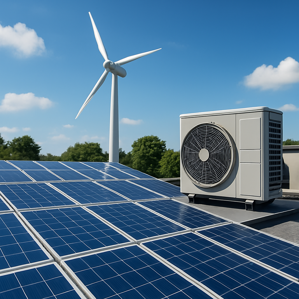 Paneles solares y aire acondicionado