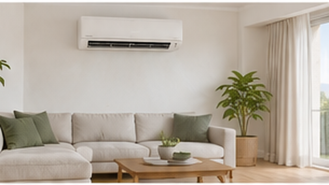 Minisplit con calefacción instalado en una sala residencial