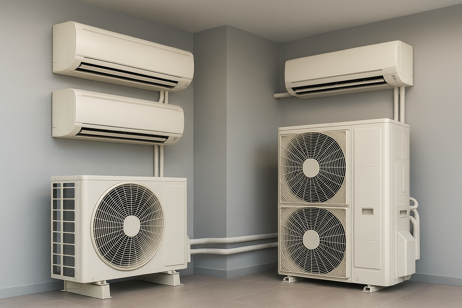 sistema Multisplit vs Mini VRF en cuarto técnico