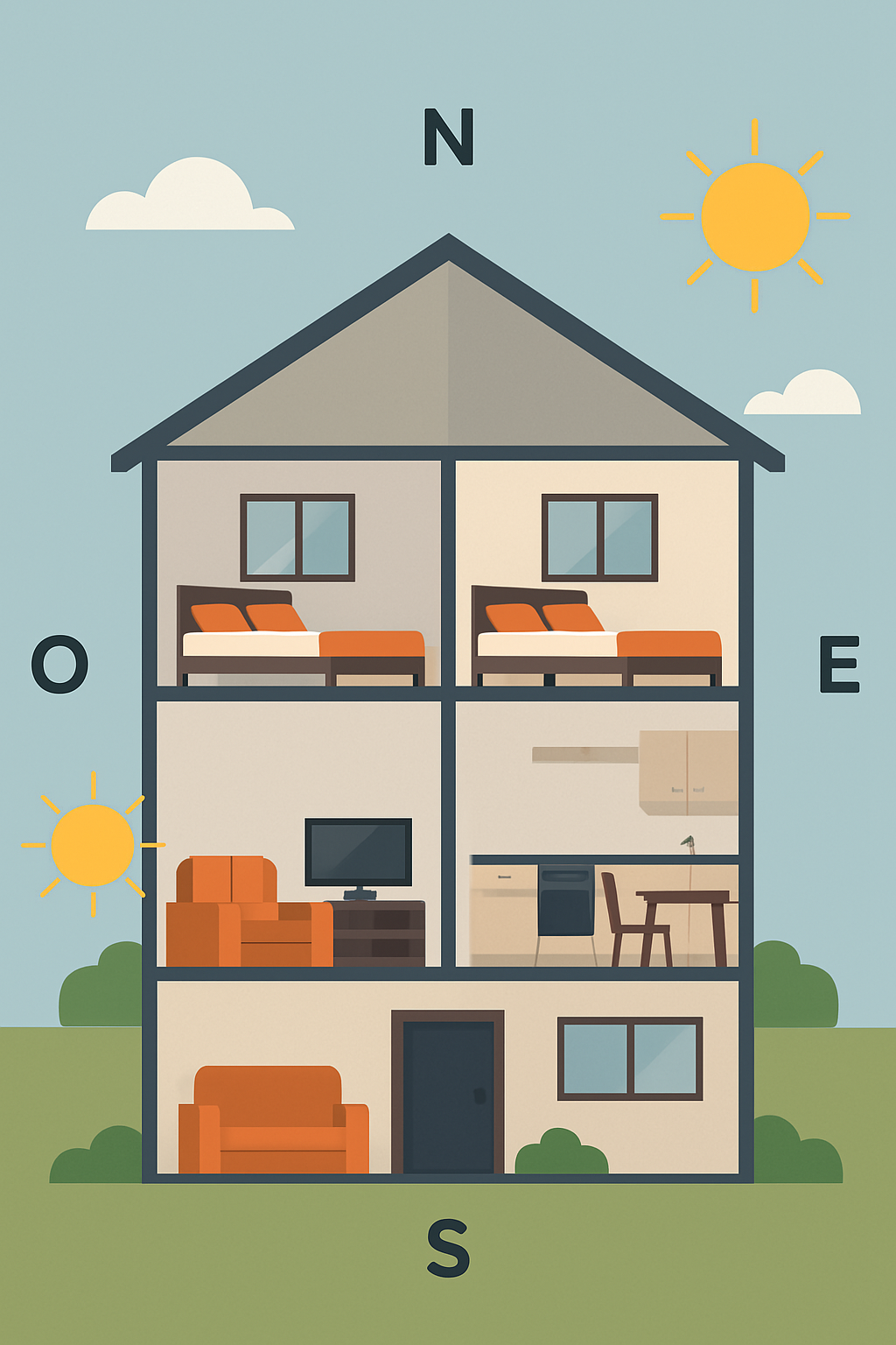 Orientación de una casa.