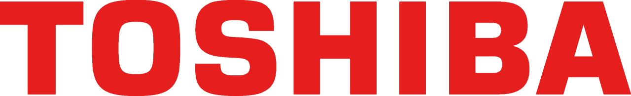 Un logotipo de Toshiba rojo sobre un fondo blanco.