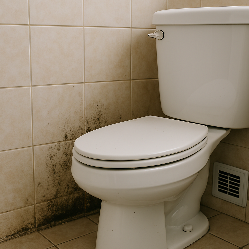 Baño con moho por falta de ventilacion