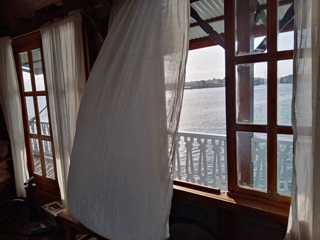 A window with a view of a the Caribbean Sea
