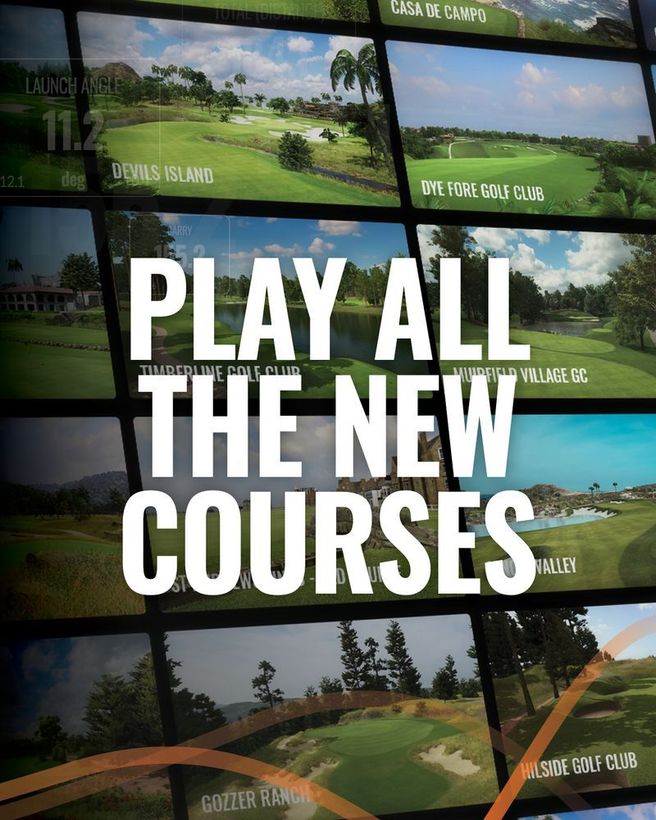 A poster that says play all the new courses