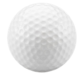A close up of a white golf ball on a white background.