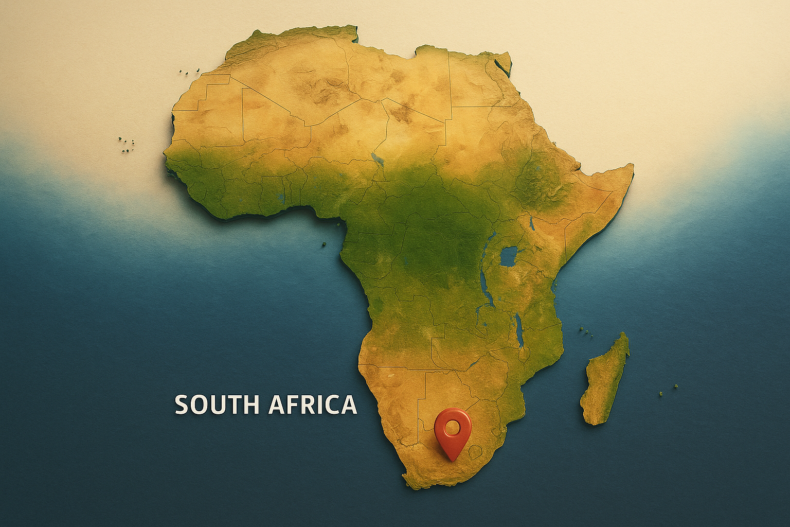 3D map of Africa highlighting South Africa