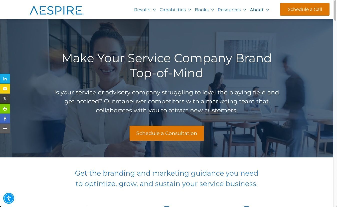 Aespire Website after redesign and relaunch