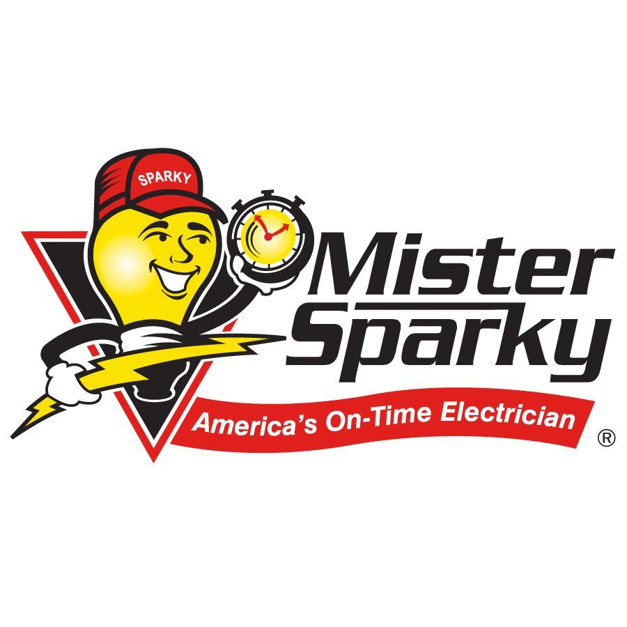 A logo for mister sparky, america 's on-time electrician.
