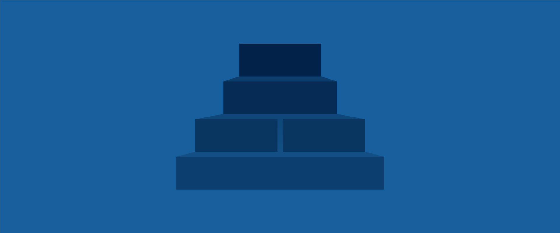 Block pyramid on blue background