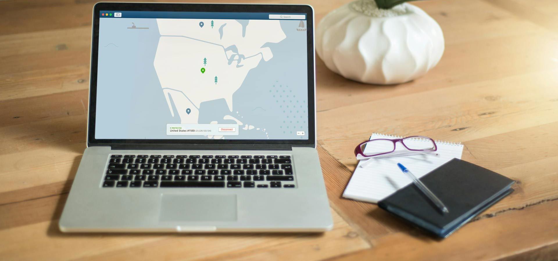 A laptop is open to a map of the united states