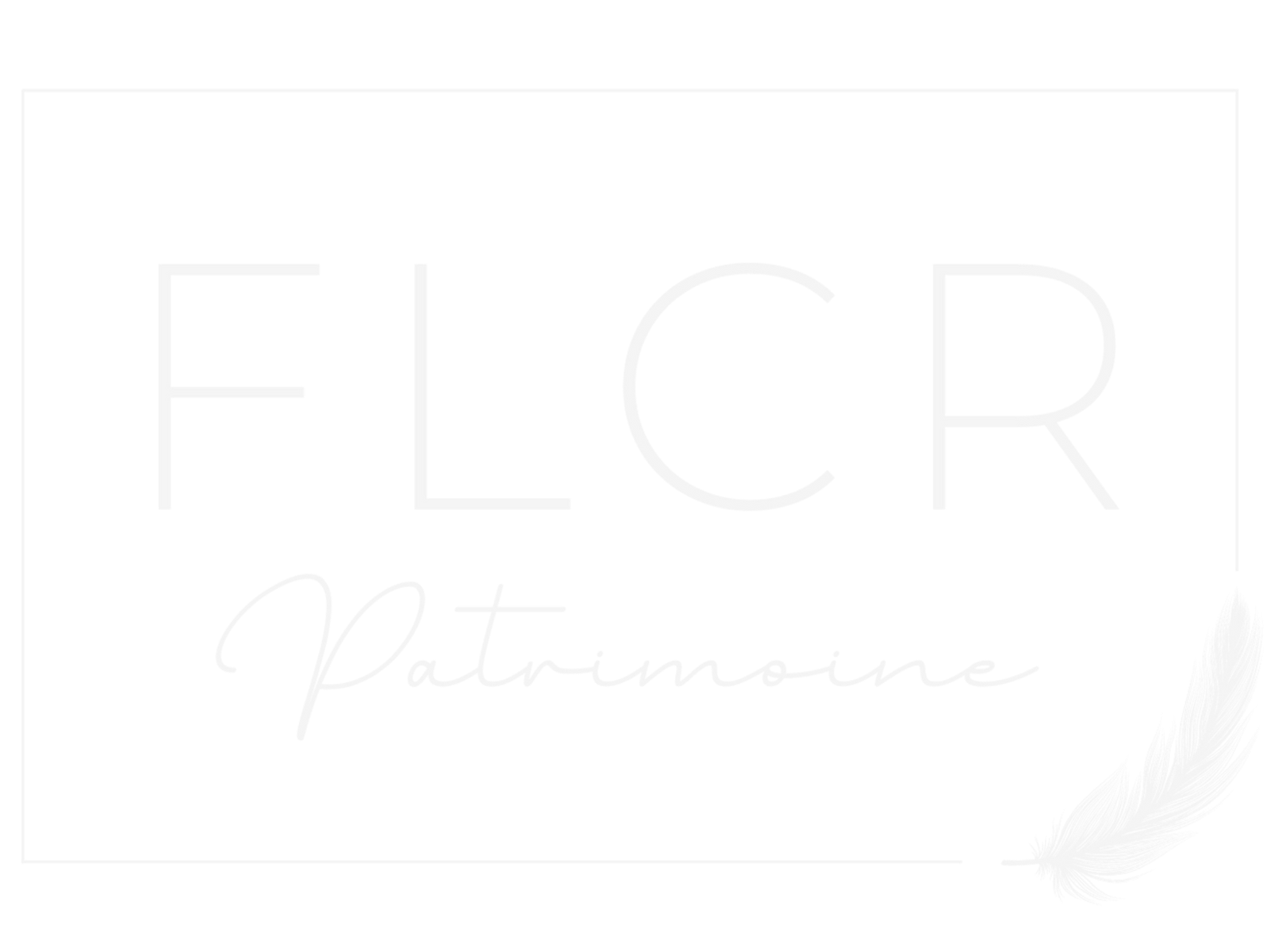 Logo FLCR avec l'inscription « Patrimoine » et une plume.
