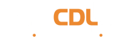 Orange &ldquo;CDL&rdquo; logo on a white background with two small orange dots below it