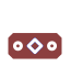 Brown rectangle with a white diamond in the center, flanked by small white circles.