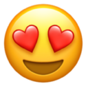 Smiling emoji with heart-shaped eyes and a wide grin