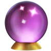 Purple crystal ball on a gold base