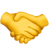 Handshake emoji with two yellow hands clasped together