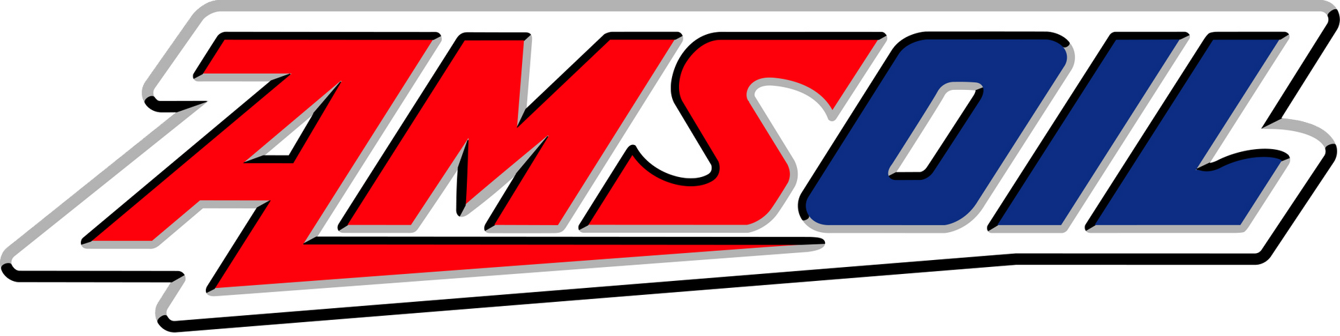 5 Star Synthetics AMSOIL logo with red and blue lettering outlined in white on a slanted background.