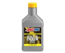 AMSOIL Bar & Chain Oil bottle with yellow cap and label.