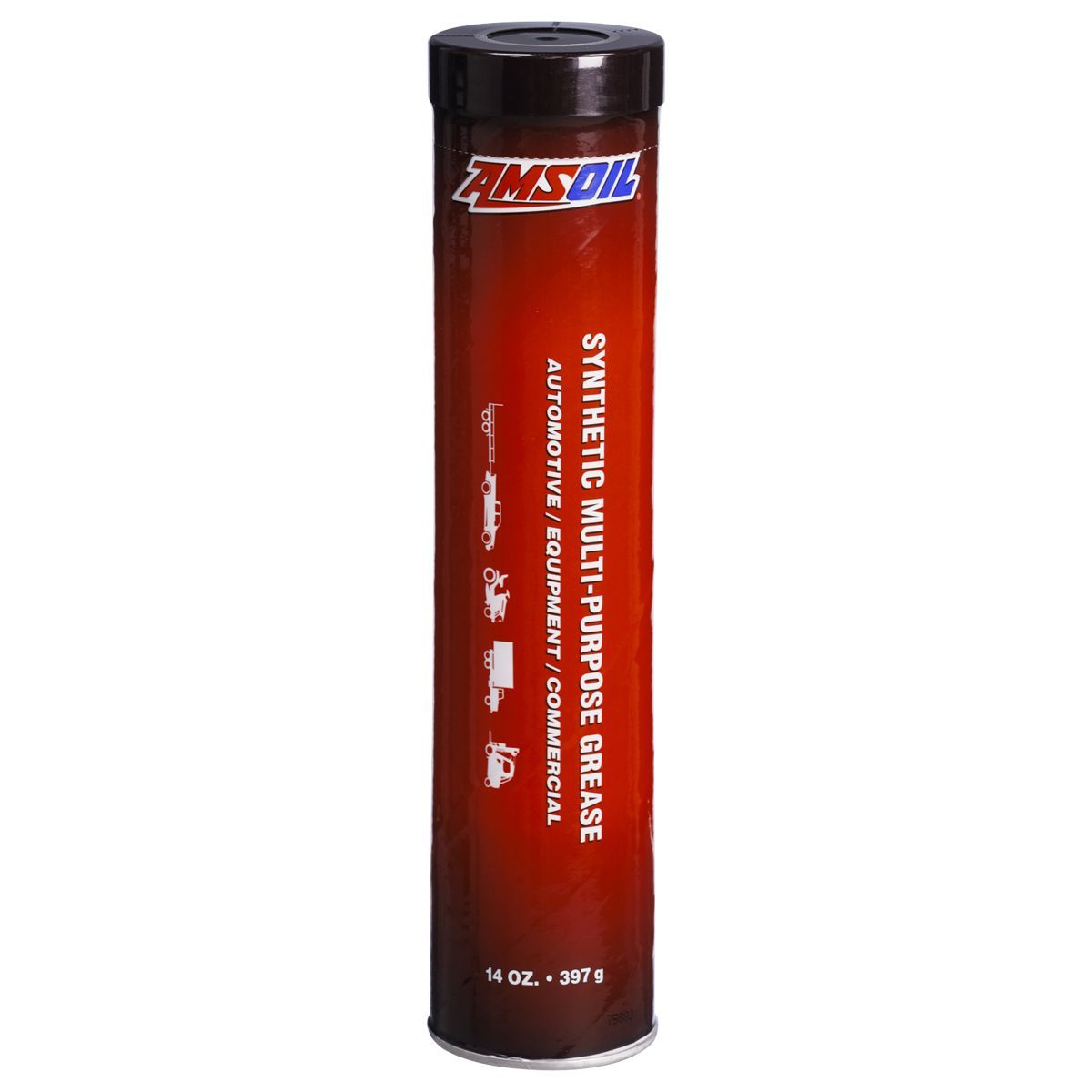Red and black tube of AMSOIL synthetic multi-purpose grease.