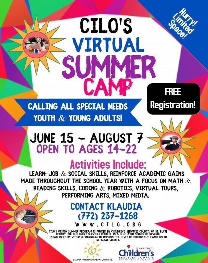 Virtual summer camp flyer