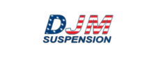 Logo for DJM Suspension, text in American flag design with