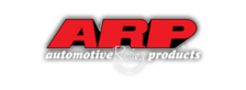 ARP automotive racing products logo in red and black with white drop shadow.