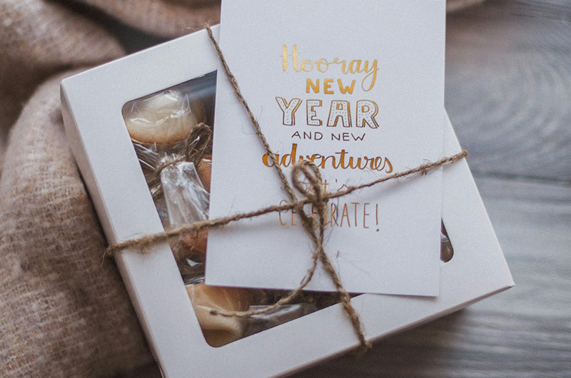 Box of sweets tied with twine, 