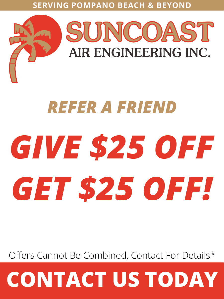 A promotional flyer for Suncoast Air Engineering offering a 
