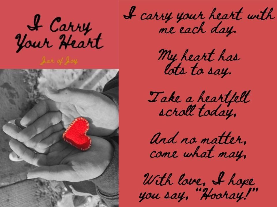 I carry your heart poem hands holding a red heart