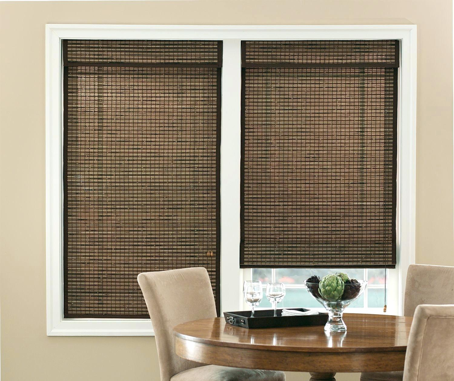 Brown-touch Receiving Area with Woven Wood Shades