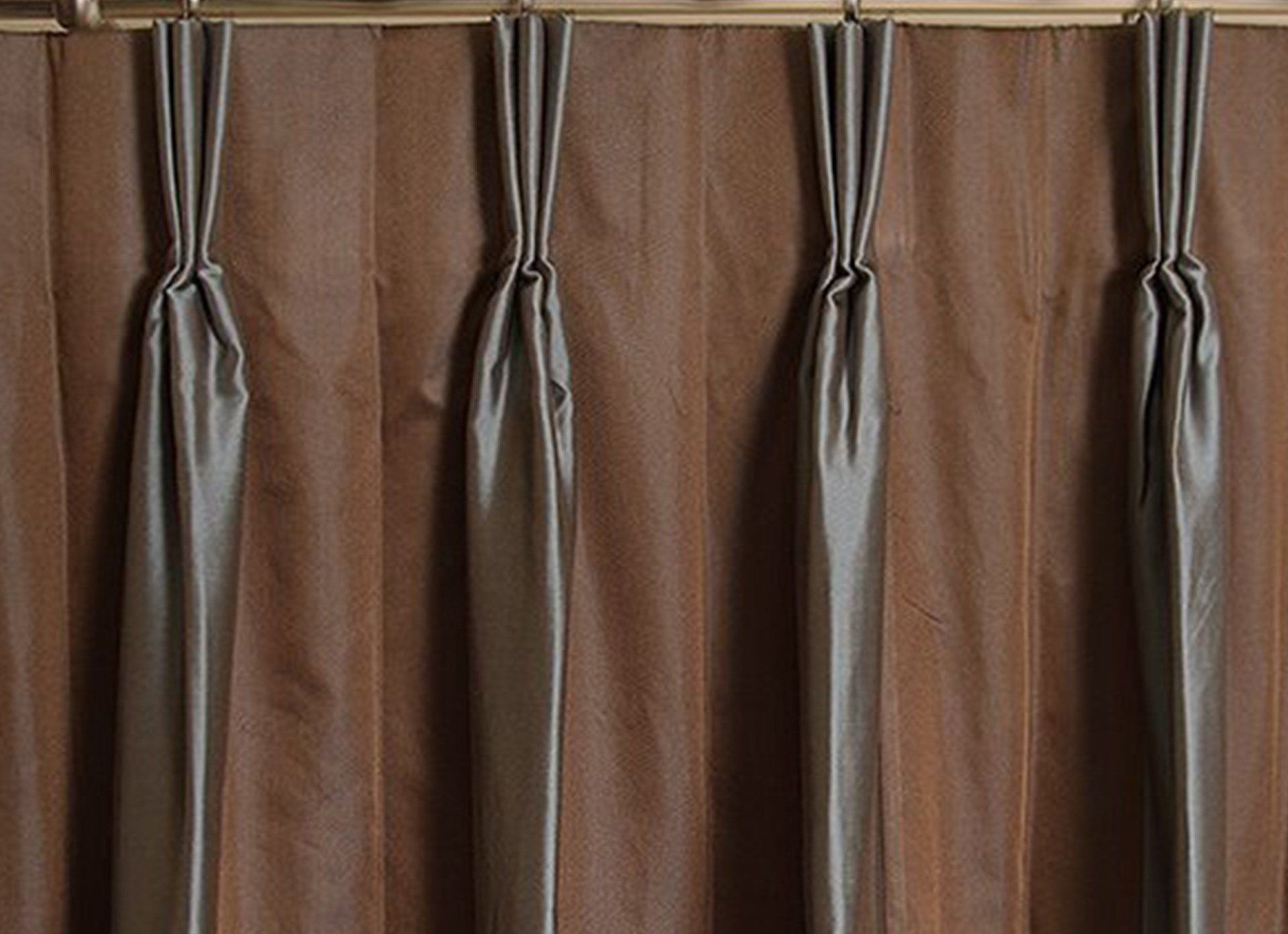 hanging bronze color curtain, 3 Finger Pinch Pleat