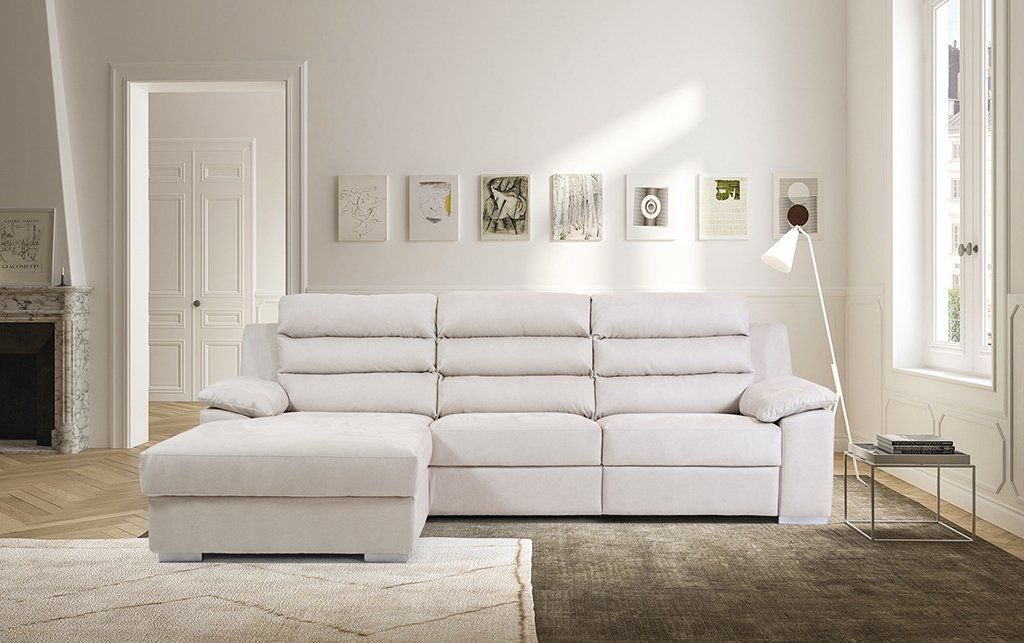 divano bianco angolare in pelle