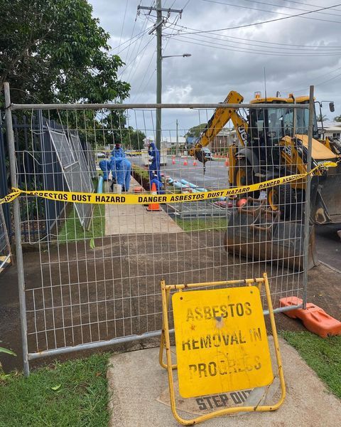 A Yellow Sign that Says Asbestos Removal on It — Northern Rivers Demolition & Asbestos in Skennars Head, NSW
