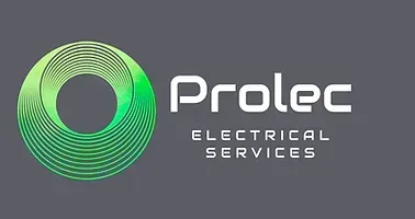 Logo for Prolec Electrical Services, featuring a green, circular design and the company name in white text.