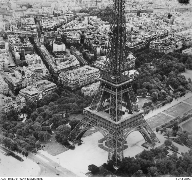 An aerial view of the eiffel tower in paris