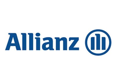 The allianz logo is blue and white on a white background.